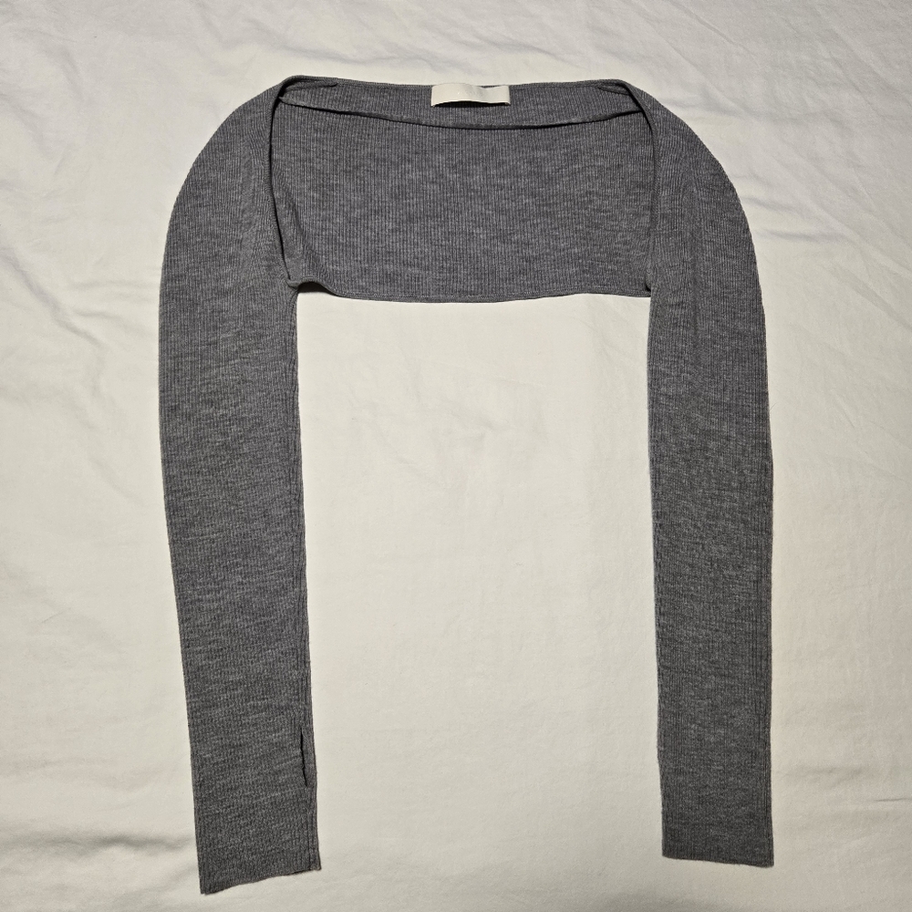 Dion Lee Gray Ribbed Knit Shrug Cardigan Bolero Sweater Sleeves - Picture 5 of 9